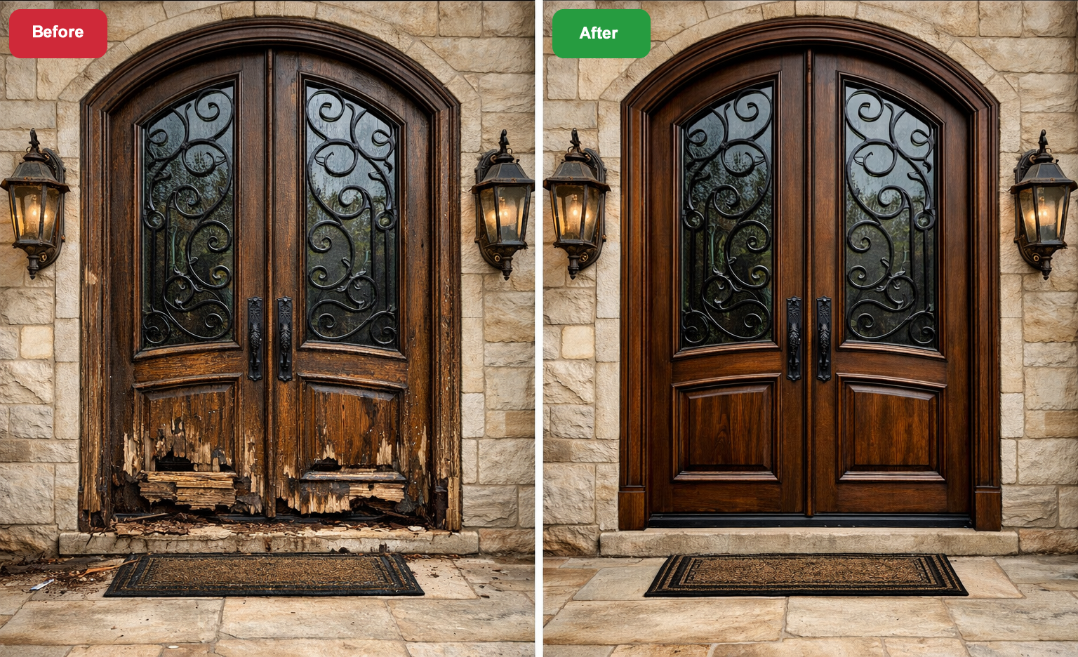 Before: Rotting Wood Door in Noblesville, IN