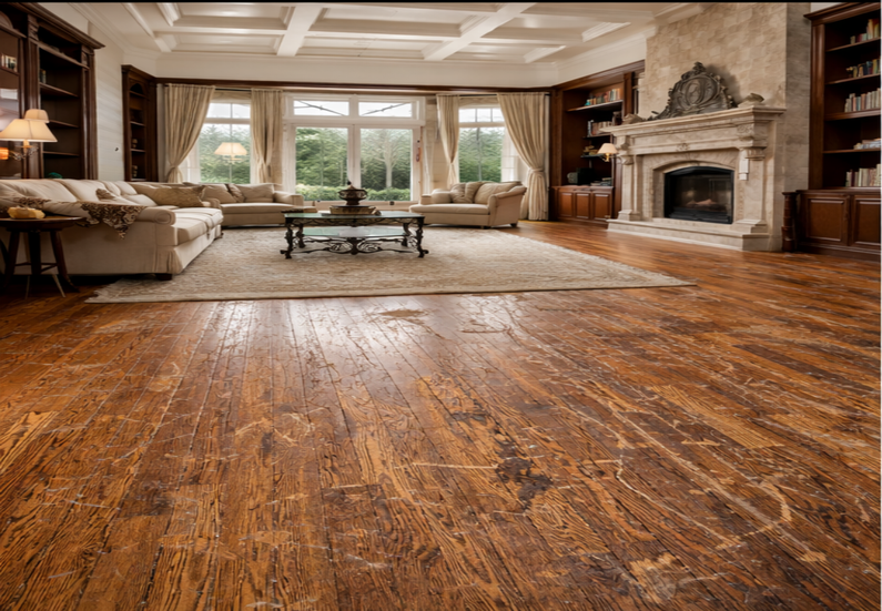 Before: Floors Needing Refinishing and Restoration in Carmel, IN